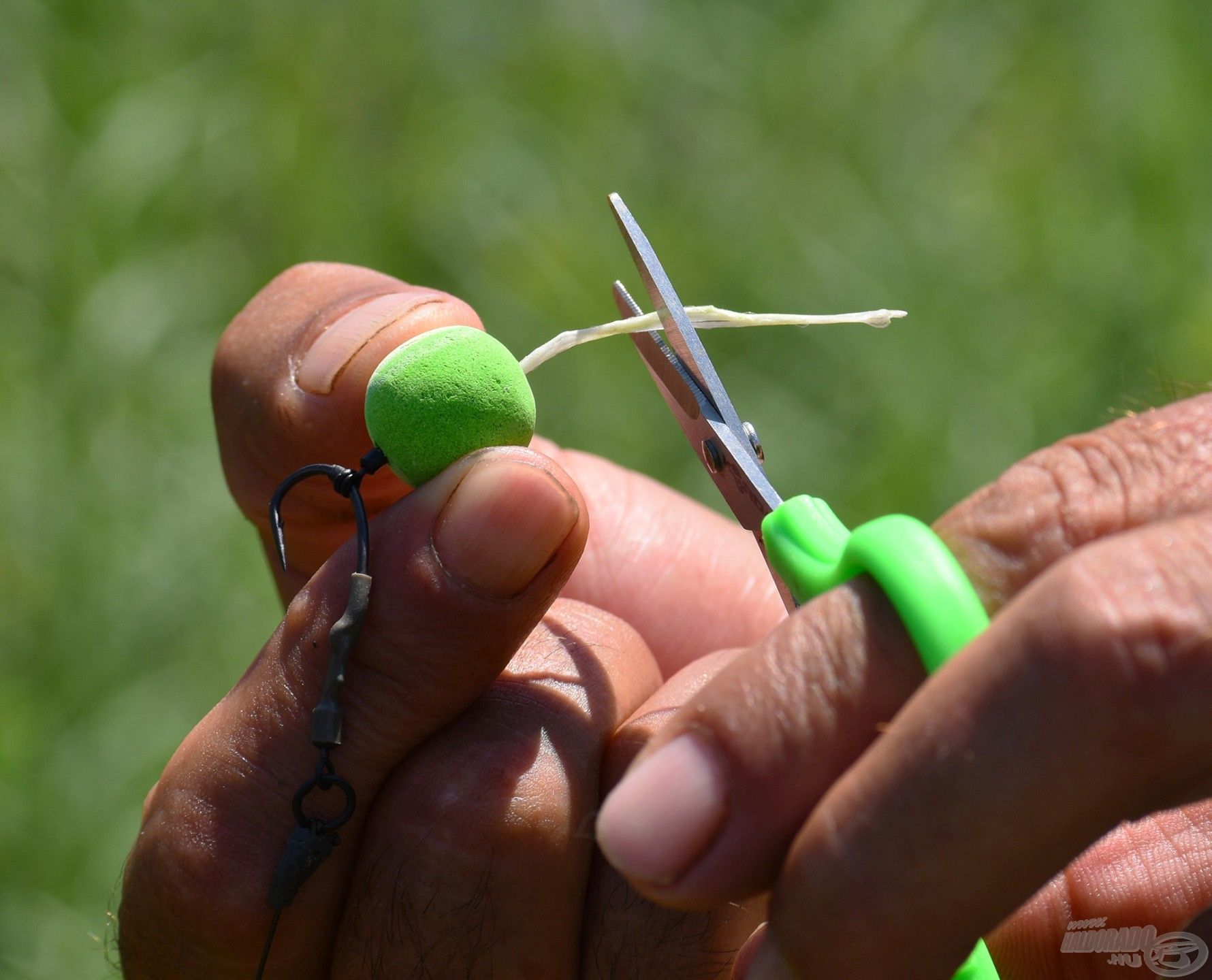 A Bait Floss kb. felét vágd le, nagyjából 1 cm hossznak kell maradnia a csali alatt