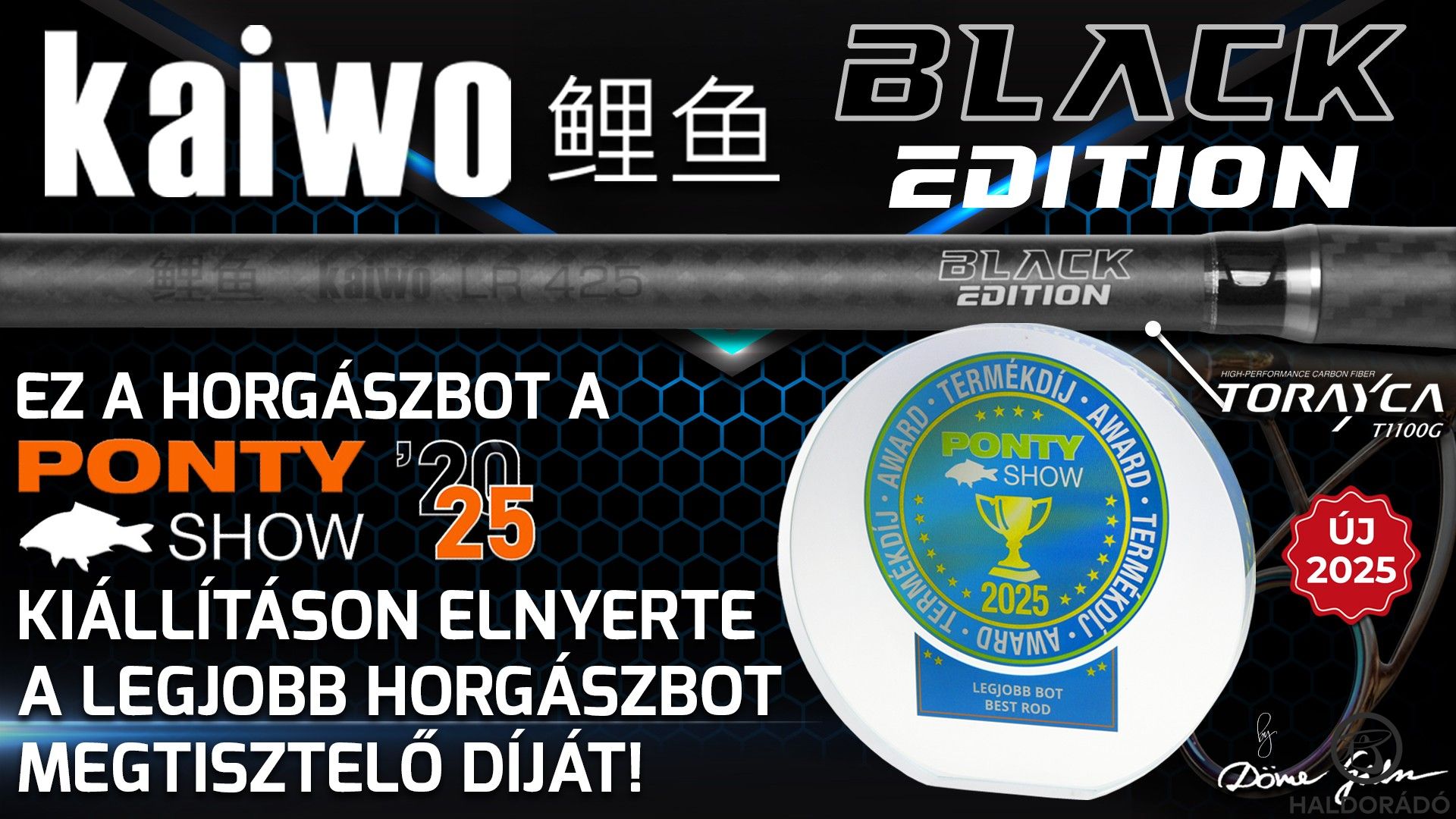 Kínálatunk jelenlegi távdobó csúcsmodellje a BLACK EDITION Kaiwo LR 425 4 Lbs horgászbot, a PontyShow 2025 Horgászkiállításon elnyerte a Legjobb Horgászbot megtisztelő díját!