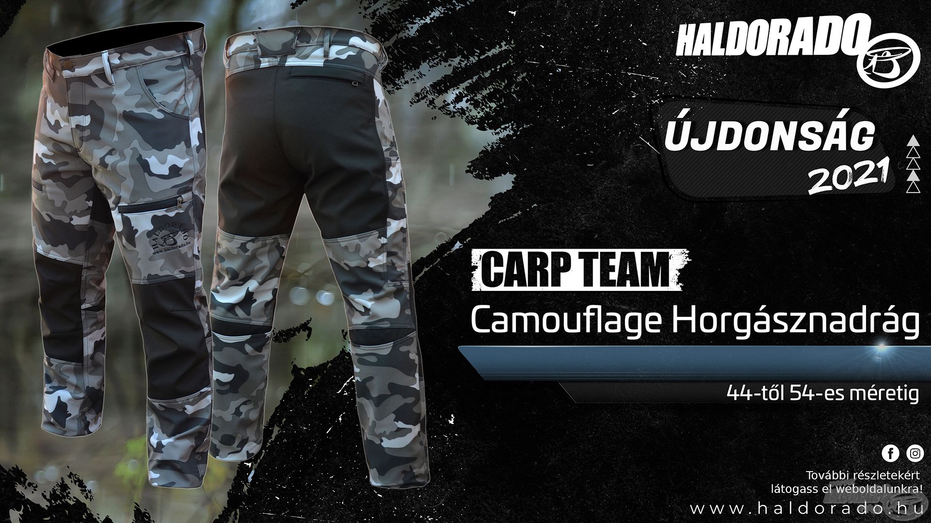 Szintén az idei év egyik újdonsága a Carp Team Camouflage Horgásznadrág, mely a manapság igen népszerű és divatos „urban camouflage” mintázattal készül