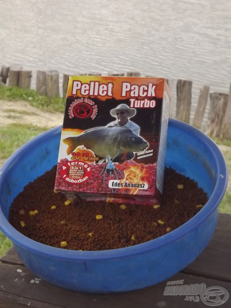 Etetőanyagom alapját 1 kg Pellet Pack Turbo alkotta Édes Ananász ízesítésben…