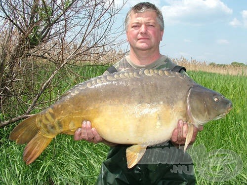 István 18 kg-os tükörpontya egyben egyéni rekordja is! A hal édes (eper-banán) Tasty Baits bojlira éhezett meg