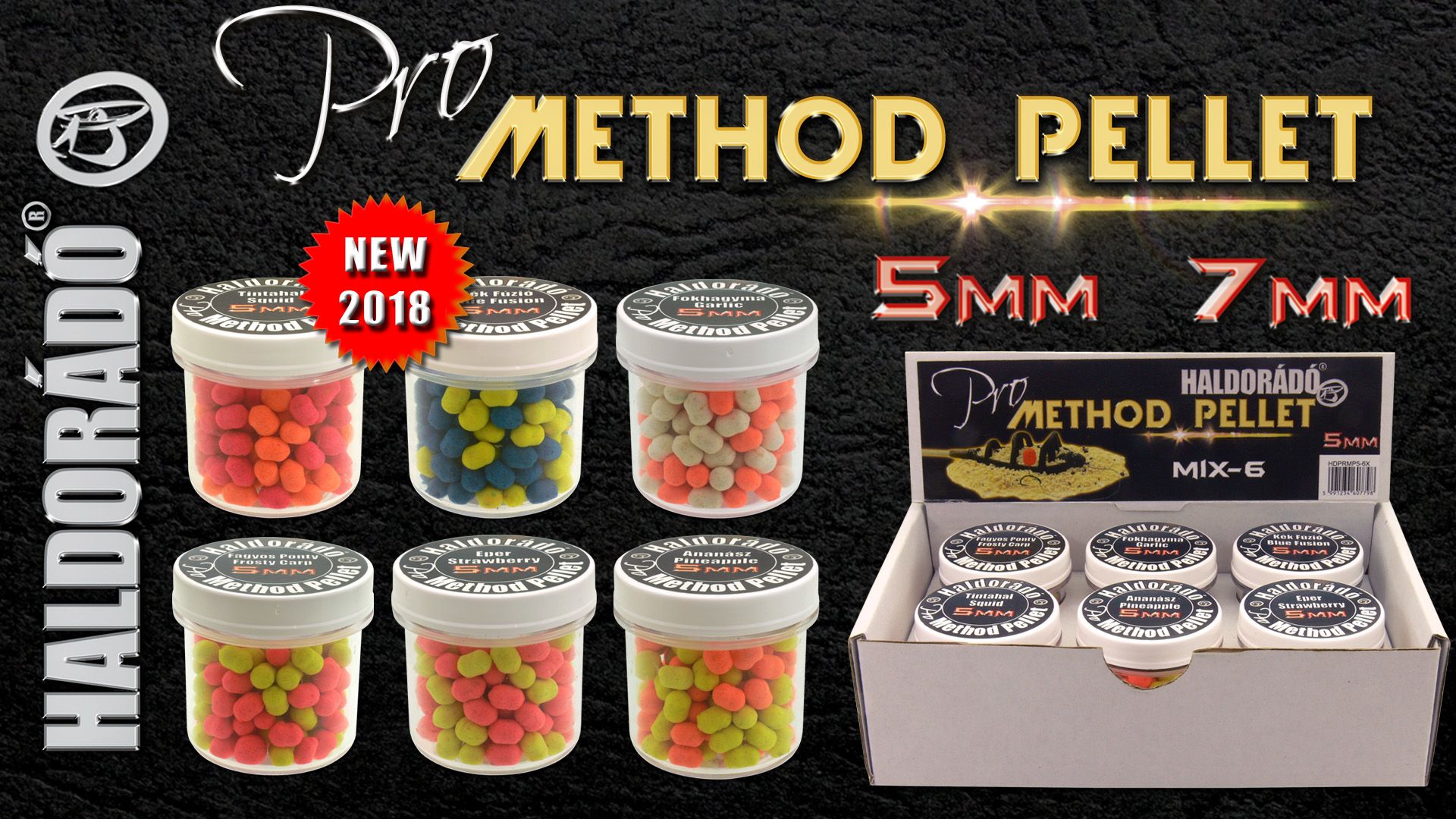 2018-ban egy újabb, kifejezetten a finom method feeder horgászathoz kifejlesztett csali újdonsággal is piacra lépünk! Ez nem más, mint a Pro Method Pellet család 5 és 7 mm-es kivitelben