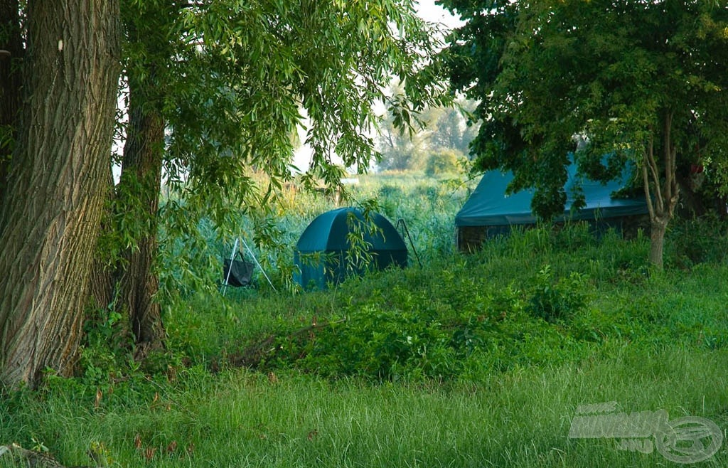 A több éve bevált sátor, amiben élni is lehet, nem csak kucorogni, és Csombiék raktára