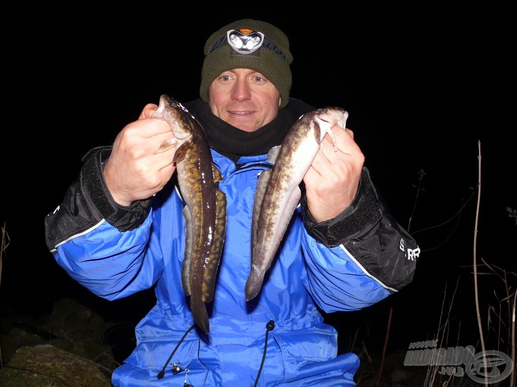 A sötétség beállta után 2 újabb menyhallal nőtt a kifogott halak száma