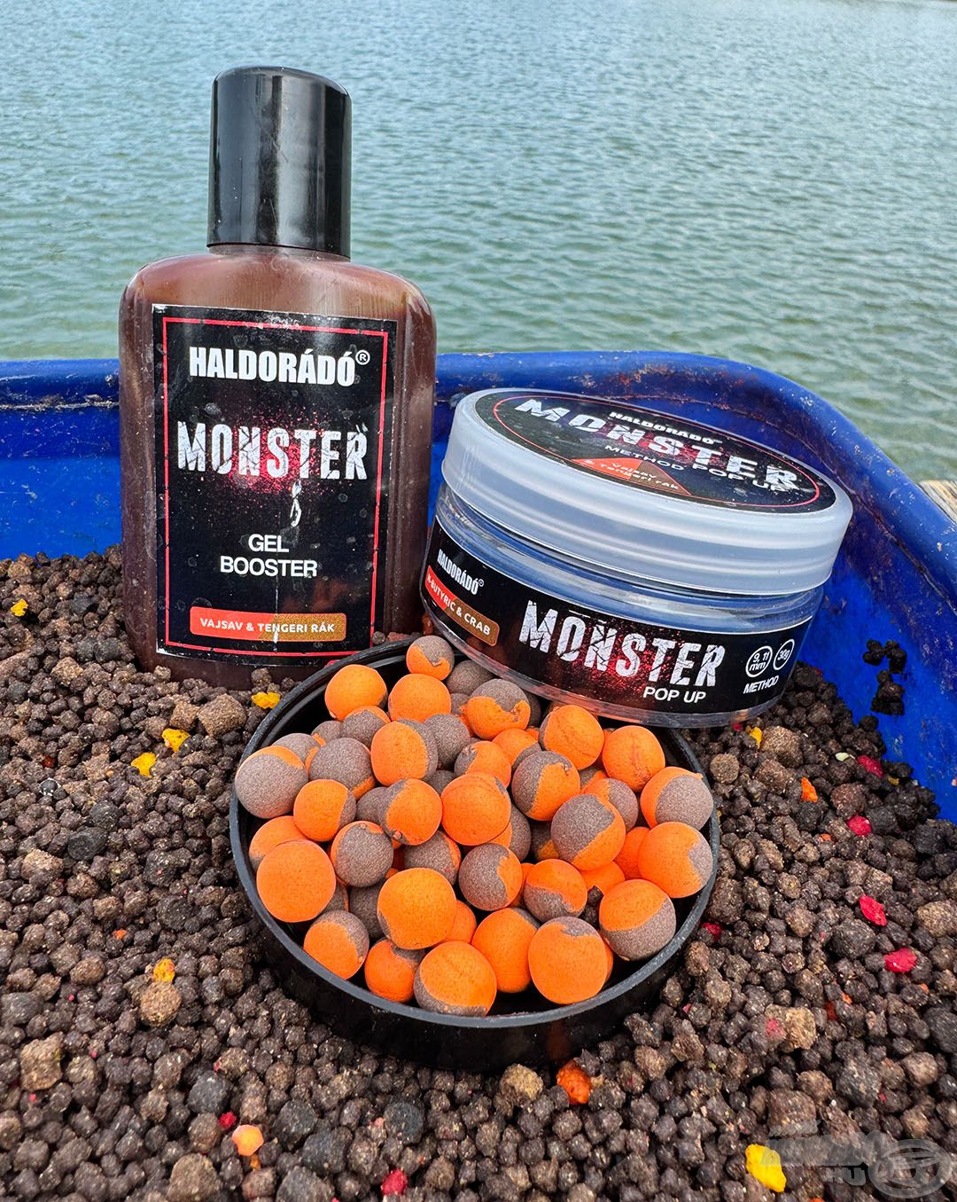 A pelletes keverékemhez használt csali a kosárba szánt keverékkel azonos ízű MONSTER Pop Up Method volt