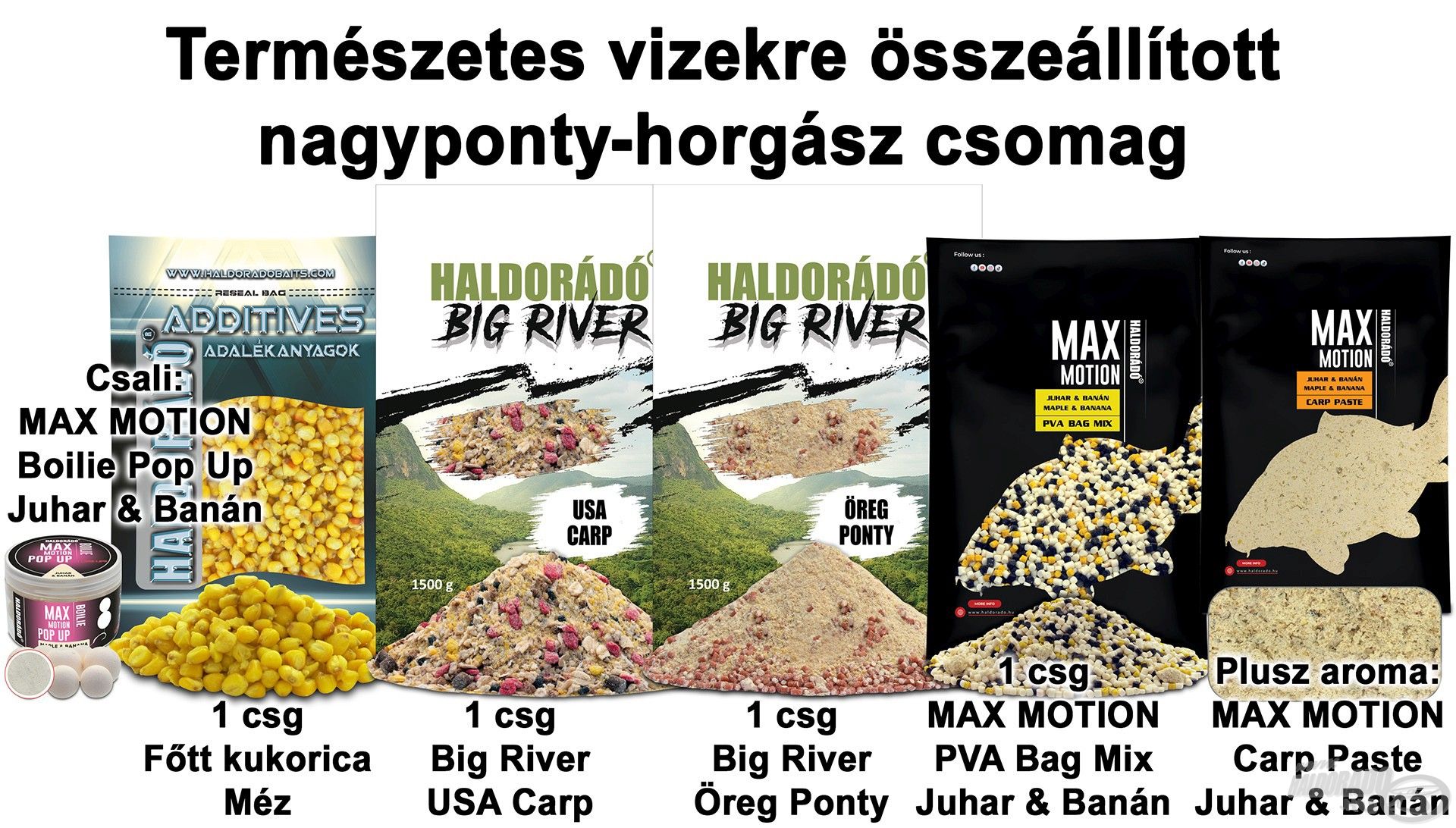 Természetes vizekre összeállított nagyponty-horgász csomag