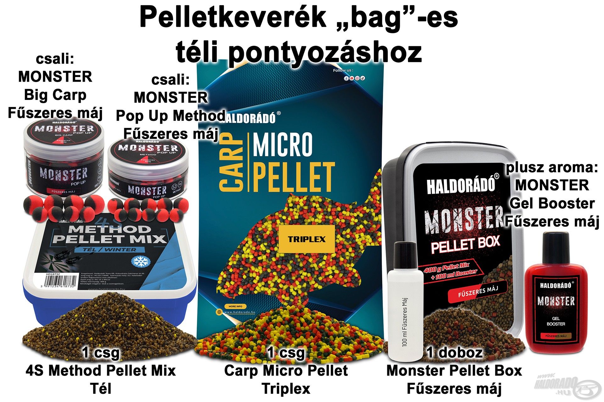 Pelletkeverék „bag”- es téli pontyozáshoz