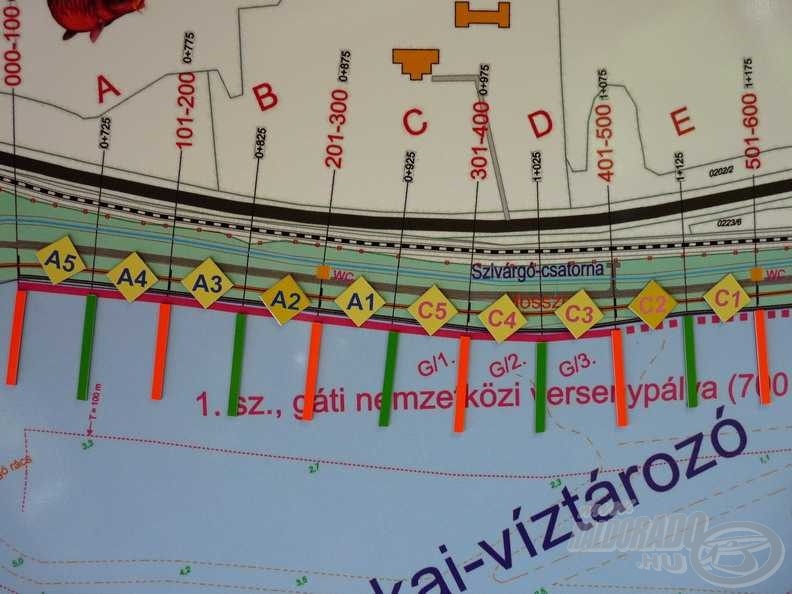 A maconkai nemzetközi versenypályán kitűzött „A” és „C” szektorba (gáti rész) 5-5 páros került…