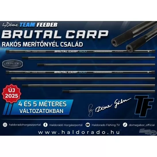 By Döme TEAM FEEDER Brutal Carp rakós merítőnyél 4 m