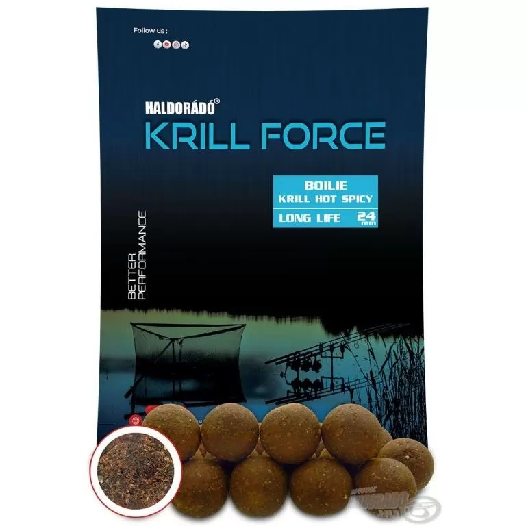 HALDORÁDÓ Krill Force Boilie Long Life 24 mm - Krill Hot Spicy / 1