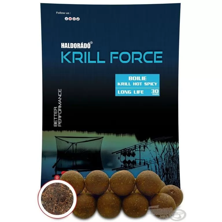 HALDORÁDÓ Krill Force Boilie Long Life 30 mm - Krill Hot Spicy / 1