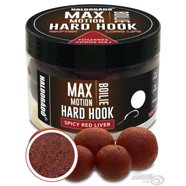 HALDORÁDÓ MAX MOTION Boilie Hard Hook Wafter 24, 30 mm - Fűszeres Vörös Máj / 1