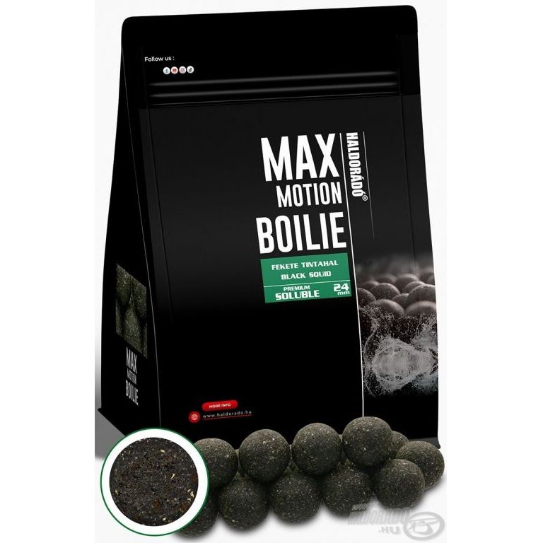 HALDORÁDÓ MAX MOTION Boilie Premium Soluble 24 mm - Fekete Tintahal