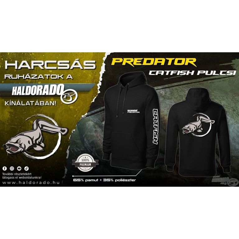 HALDORÁDÓ Predator Catfish Kapucnis belebújós pulóver M