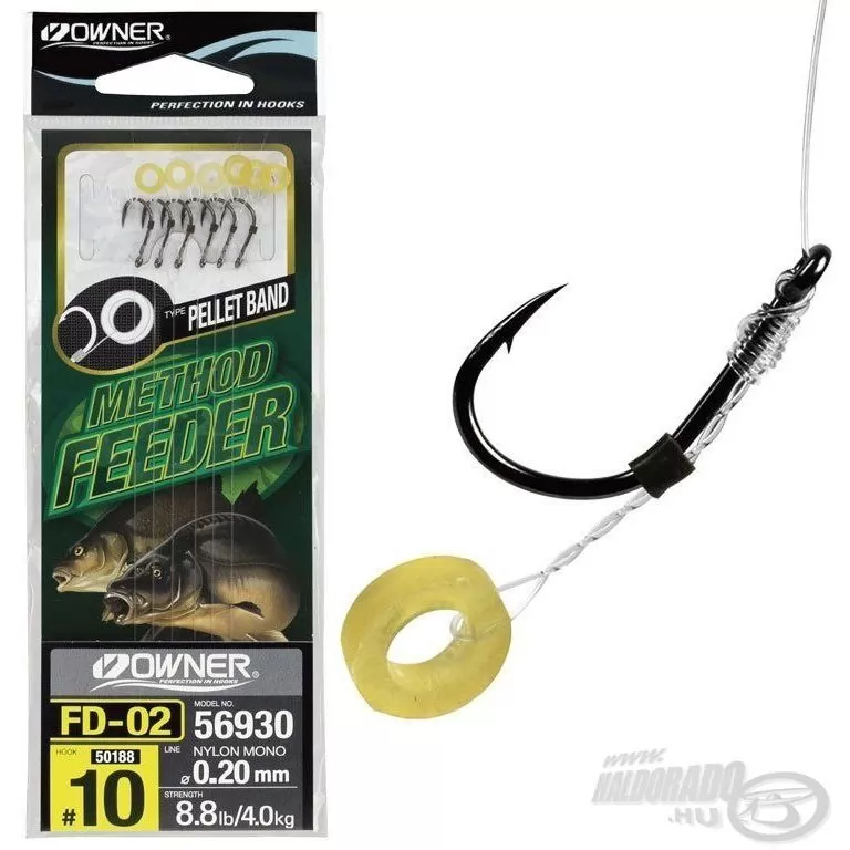 OWNER FD-02 Method Feeder előkötött monofil előke pellet karikával - 8 / 0,22 mm / 1