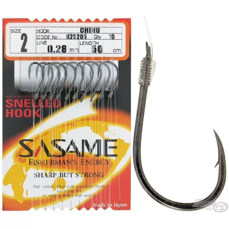 SASAME Chinu előkötött horog fekete 2 / 0,22 mm / 1