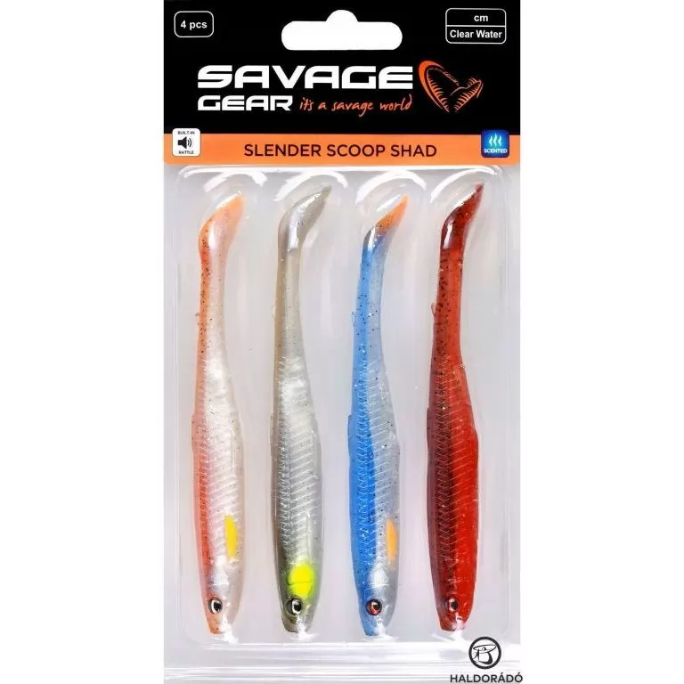 SAVAGE GEAR Slender Scoop Shad 11 cm - Clear Water Mix 4 db műcsali szett / 1